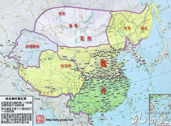 南北朝历史简介 南北朝地图  南北政权对峙