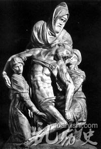 《哀悼基督》又称《十字架上取下耶酥》，作于1548年～1555年间，是米开朗基罗晚期重要的雕刻作品
