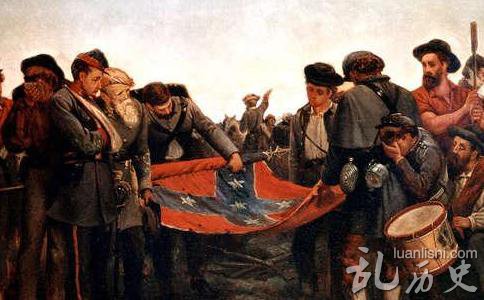 南北战争结束后,南方人民收起联邦国的旗帜