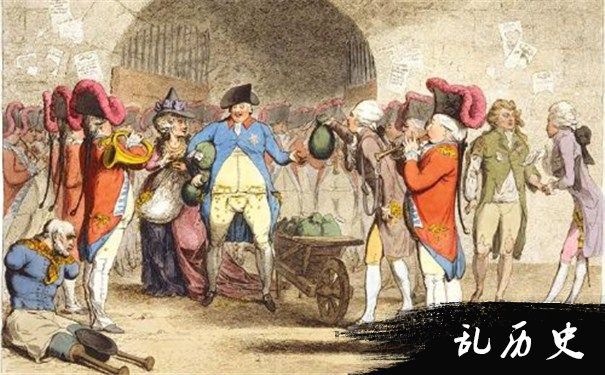 1786年漫画，讽刺小威廉·皮特献金给国王夫妇