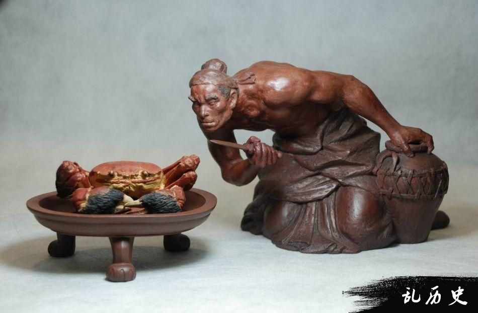 第一个吃螃蟹的人的雕塑