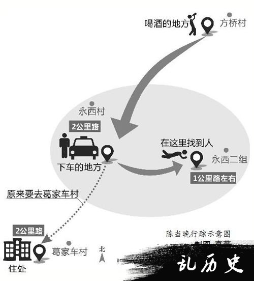 陈当晚失踪示意图